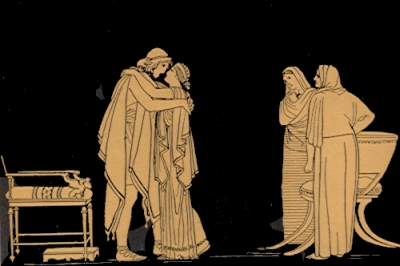 El encuentro de Ulises y Penélope, de John Flaxman